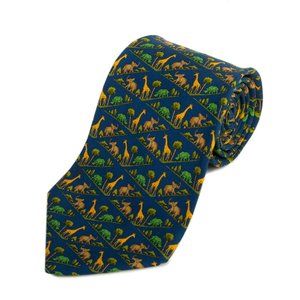 Salvatore Ferragamo Blue Safari Print Tie